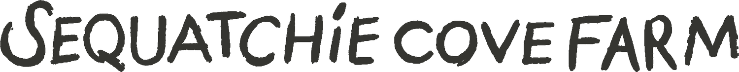 Logo of Sequatchie Cove Farm, featuring a rustic and artistic font, representing a sustainable farm known for its organic produce and community-focused initiatives in Tennessee.